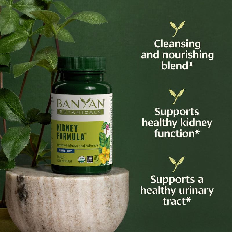 Banyan Botanicals Organic Kidney Formula–Urinary Tract Support & Detox Supplement–Gokshura & Punarnava for Fluid Balance & Systemic Cleansing–Cooling Genitourinary Tonic-90 Tablets-USDA Organic - BeesActive Australia
