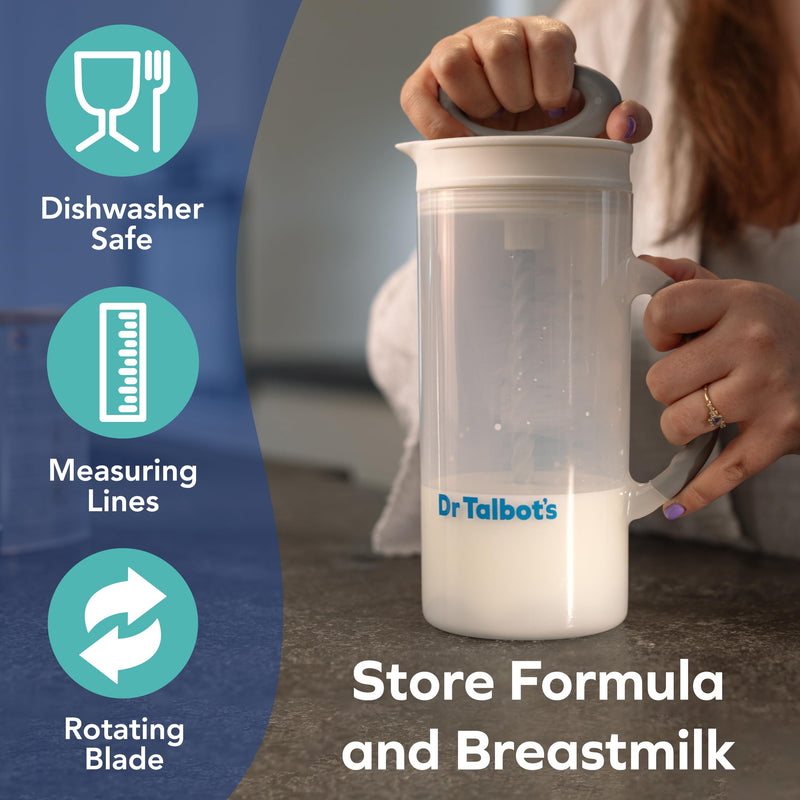 Dr. Talbot's Baby Formula Mixer and Breast Milk Storage Pitcher - Spill-Free, Clump-Free Formula Mixing Bottle - 32 oz - Baby Essential for New Parents Formula Pitcher