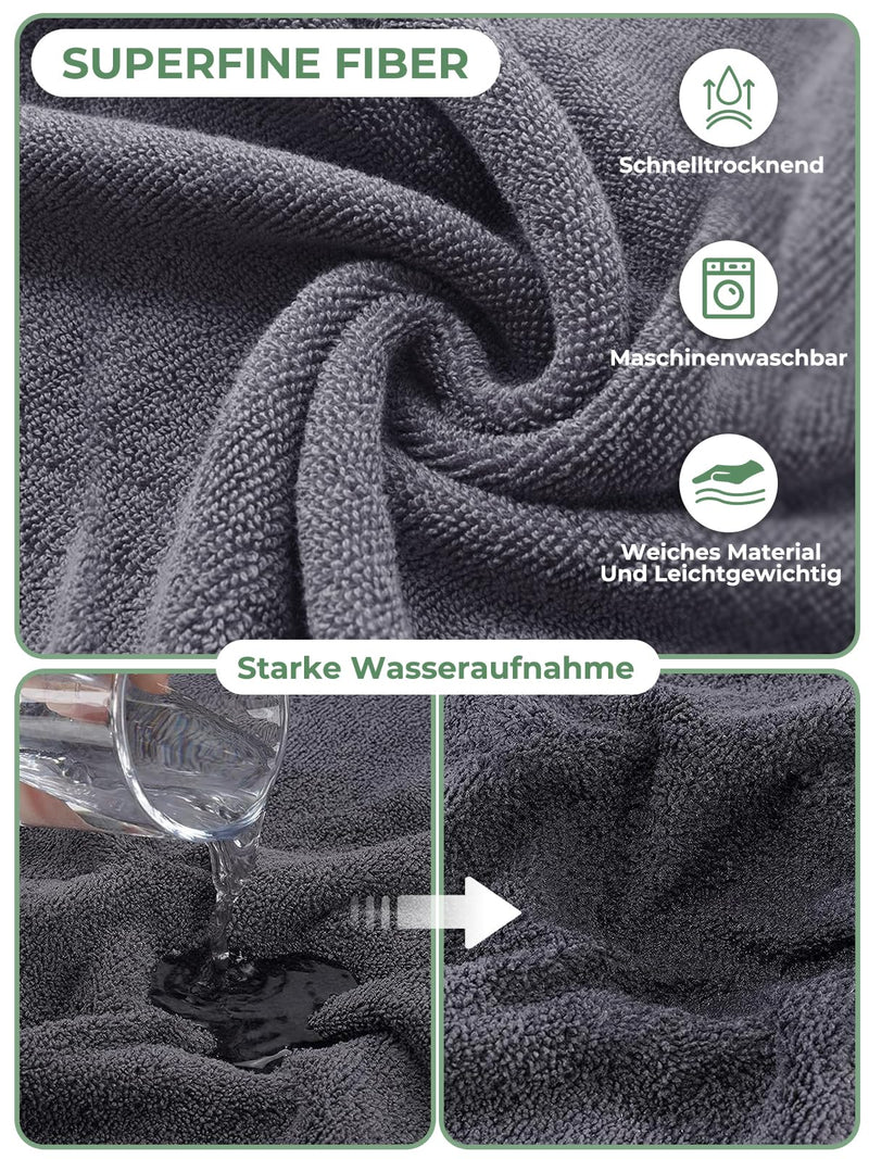 Bibykivn Bathrobe for Dogs, Dog Bathrobe Made of Microfiber, Adjustable Collar with Velcro Fastener, Quick Drying Bath Towel for Large Medium Small Dogs/Cats (Grey Green, L) Gray Green - BeesActive Australia