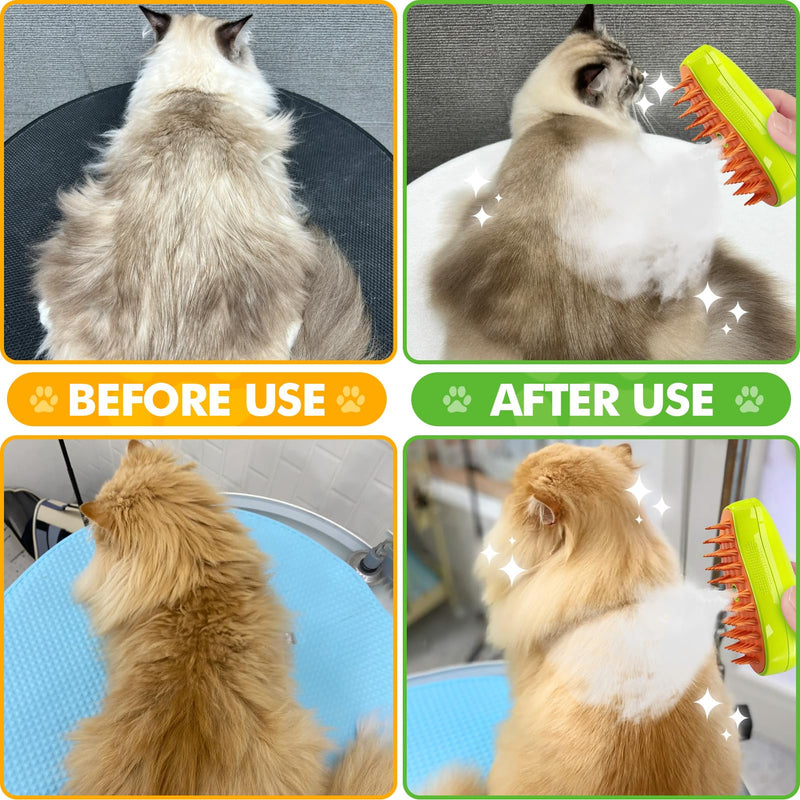 Cat brush with steam, 3-in-1 steam brush cat green steamy brush cat steam brush for cats with spray cat brush with water cat steam brush care brush for cats and dogs for hair removal - BeesActive Australia
