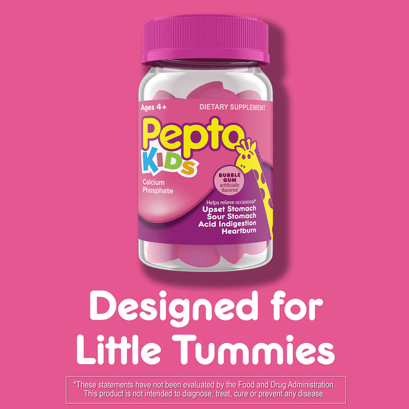 Pepto Kids Gummies, Helps Relieve Occasional Upset Stomach, Acid Indigestion, Sour Stomach and Heartburn, 24 Gummies 24 Count (Pack of 1)