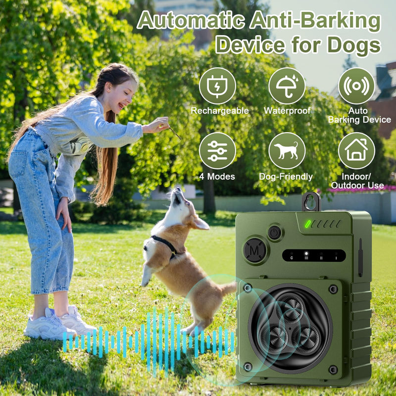 Anti Barking Device, Auto Ultrasonic Dog Barking Control Devices with 3 Modes, Rechargeable Dog Bark Deterrent Devices Bark Box for Outdoor/Indoor Dog Use, Dog Barking Silencer Safe for Dogs & People
