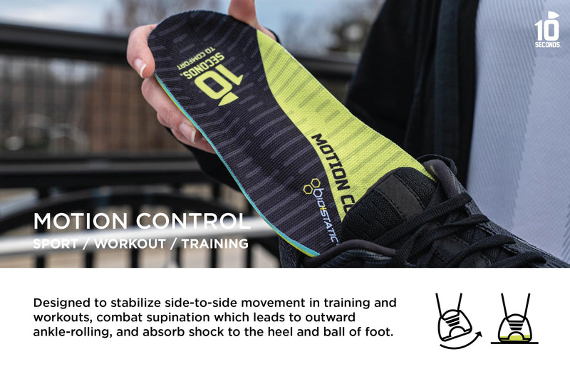 10 Seconds 3210 Motion Control Shoe Insoles, M 10, W 12 1 Pack