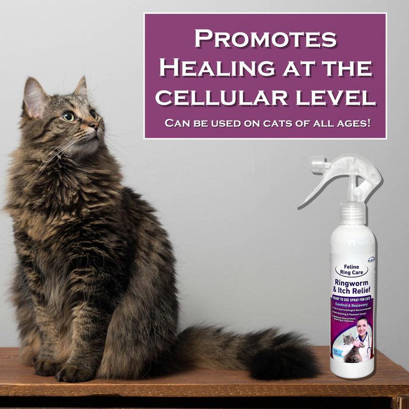 Feline Ring Care | Control & Help with Cat Ringworm, Mange, Dermatitis, Dog Paw Yeast. Also works on Dogs, Hamsters, Guinea Pigs, Rabbits, etc. 8 oz Ready to Use Spray for Cats and Itch Relief
