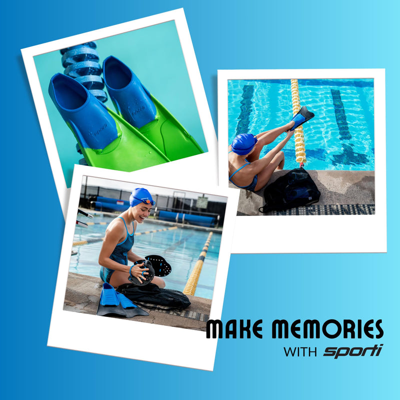 Sporti Adult-Kid Short Swim Fins for Pool Lap Swimming, Floating Fins for Swimming & Snorkeling, Swim Flippers for Training Little Kid 1-2 OrangeBlue - BeesActive Australia