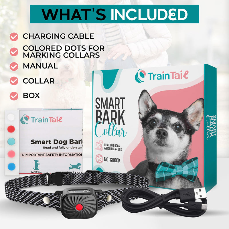 Bark Collar for Small/Medium Dogs, No Shock Anti Bark Collar, Rechargeable Anti Barking Collar w/2 Vibration & Beep Modes, Waterproof Shockless Smart Dog Stop Barking Control Device (Black) Black - BeesActive Australia