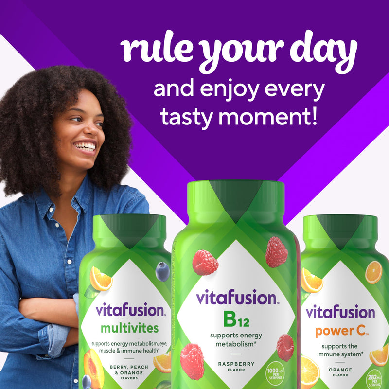 Vitafusion Vitamin B12 1000 mcg | 140 Gummies | Raspberry Flavor | Adult Gummy Vitamins for Women & Men | Gluten and Dairy-Free Supplement 140 Count (Pack of 1)