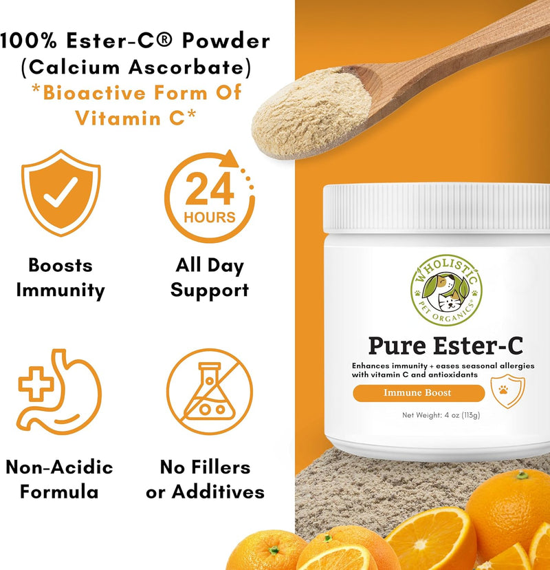 Allergy Relief & Immune Support Supplement for Dogs – Organic, Vitamin C Powder for Joint Mobility, UTI Relief and Overall Body Health for Puppies and Senior Dogs – 1000mg Ester C - BeesActive Australia