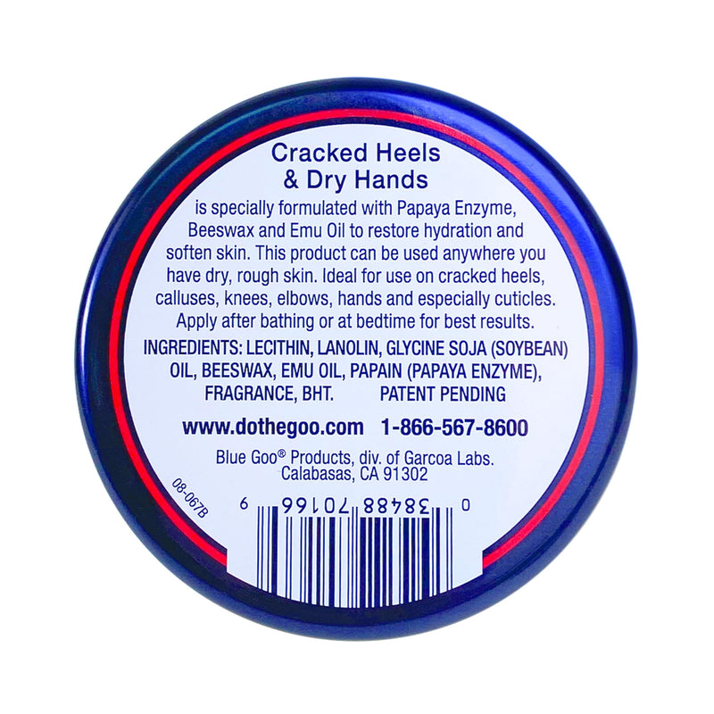 Blue Goo Cracked Heels & Dry Hands Skin Protectant, Helps Relieve Dry, Cracked Skin, 2 oz, Made with Emu Oil & Beeswax 2 Ounce (Pack of 1)