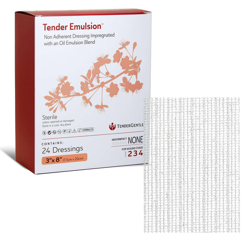 Sterile Oil Emulsion Dressing 3x8-24 Non Adherent Petrolatum Dressings for Low Exudate Wounds - Good for Skin Grafts Sites, Burns, and More