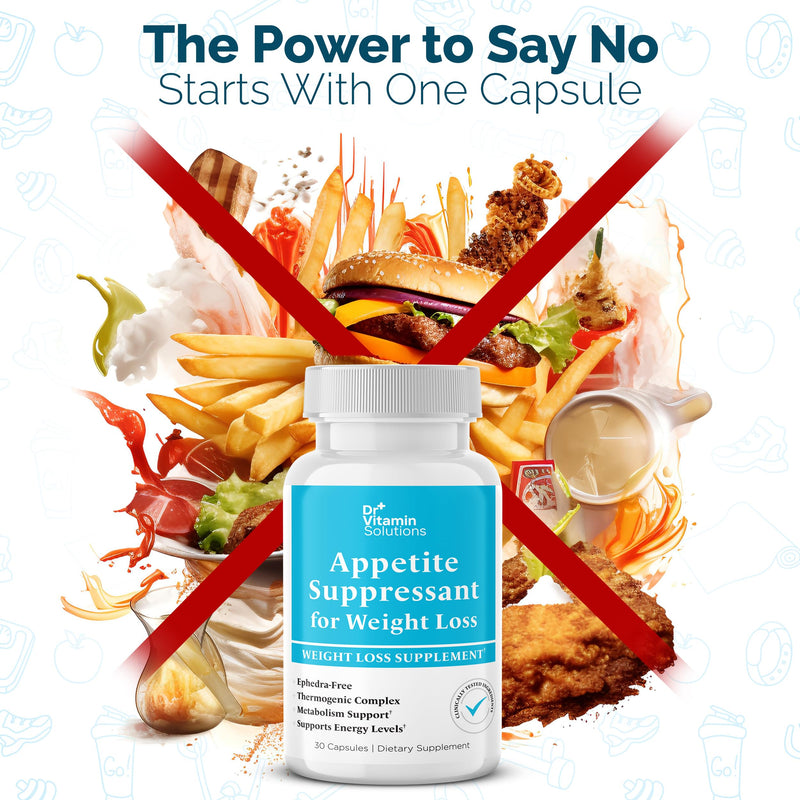 DR VITAMIN SOLUTIONS Appetite Suppressant for Weight Loss - Pills for Women w/Garcinia, Ginger Root, Guarana - Fat Burners, Metabolism Booster for Women & Men (1 Bottle, 30 Capsules) 30 Count (Pack of 1)
