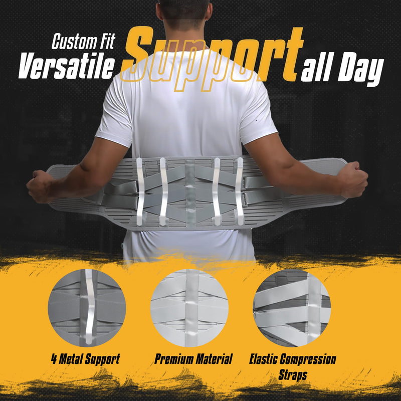 Lumbar Support, Lower Back Brace Support for Lower Back Pain Relief, Scoliosis, Herniated Disc, Sciatica - Adjustable, Removable Metal Plate, Machine Washable - Men and Women (Medium) Medium - BeesActive Australia