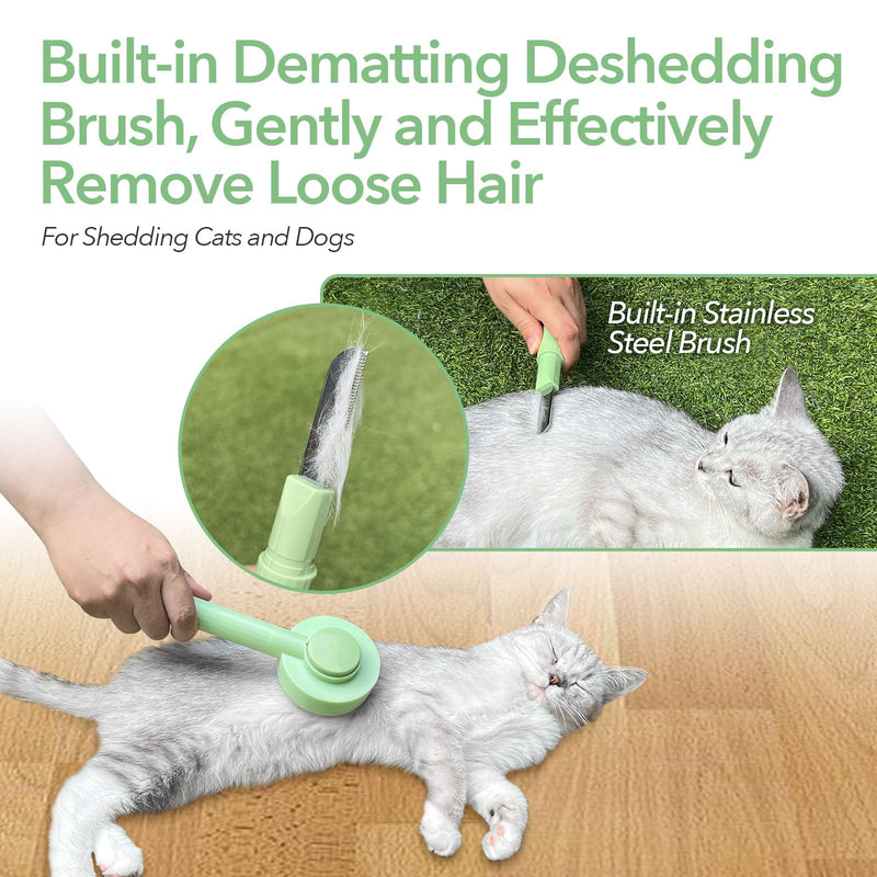2-in-1 Grooming Brush: Hair Remover Brush and Deshedding Brush, for Indoor Long Haired Cats and Shedding Cats and Dogs, Quick to Clean and Washable, Easy Storage Suspension (Green) Green - BeesActive Australia