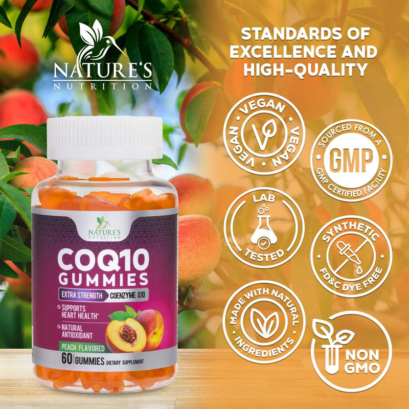 CoQ10 Gummies - Coenzyme Q10 100mg Per Serving - 3X Strength, High Absorption, Antioxidant Supplements for Heart Health Support & Energy Production, Ultra Coq 10 Vitamins Supplement - 60 Gummies 60 Count (Pack of 1)