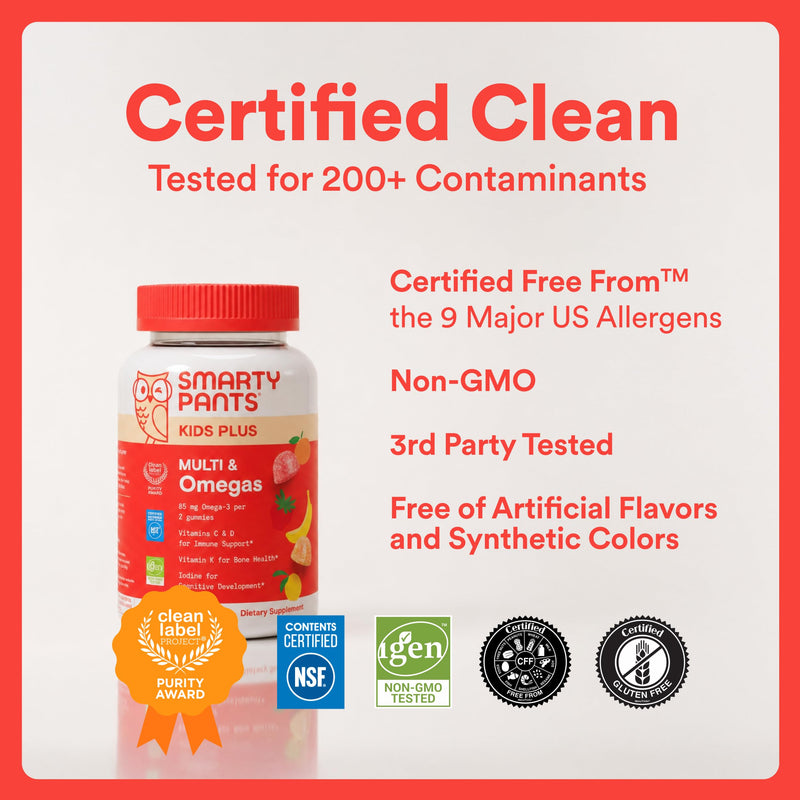 SmartyPants Kids Multivitamin Gummies with Omega 3 DHA/EPA, Vitamins D3, C, B12, B6, A, K, and Zinc, Gluten Free, Clean Label, Cherry Berry Flavor, 60 Gummies (30 Day Supply) 1 Count (Pack of 1) Cherry Berry - 30 Day Supply