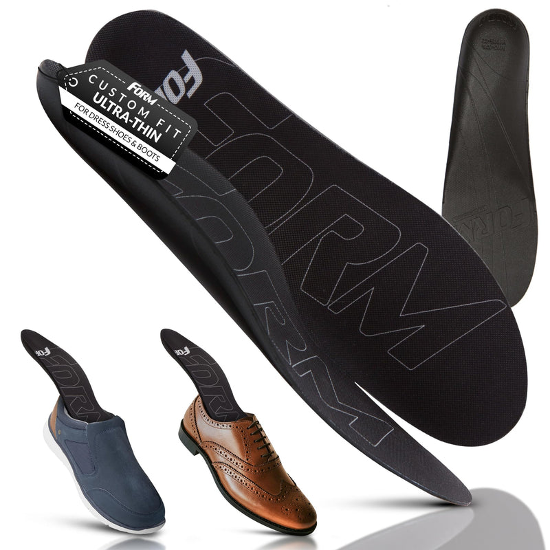 Ultra-Thin Plantar Fasciitis Insoles Designed for Comfort & Maximum Pain Relief, Ideal for Dress Shoes & Boots | Black (Men's 10-10.5, Women's 11.5-12) 10 – 10.5 Men / 11.5 – 12 Women Black - Ultra-thin for Dress Shoes & Boots