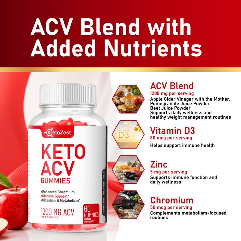 Keto Apple Cider Vinegar ACV Gummies | Weight Loss Belly Fat Support Healthy Digestion Metabolism ACV Supplement with the Mother - Advanced Weight Management 60 Count (Pack of 1)