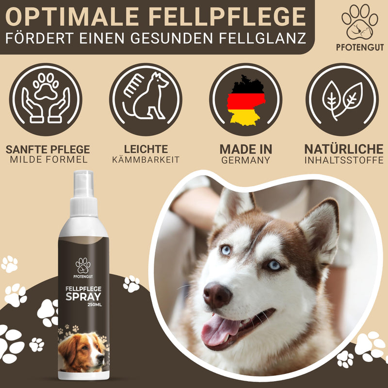 PFOTENGUT® Fur Care Spray Dog [250 ml] - care and detangling spray developed by veterinarians for silky, shiny fur [suitable for all dogs] - with jojoba oil and chamomile 250 ml (pack of 1) - BeesActive Australia
