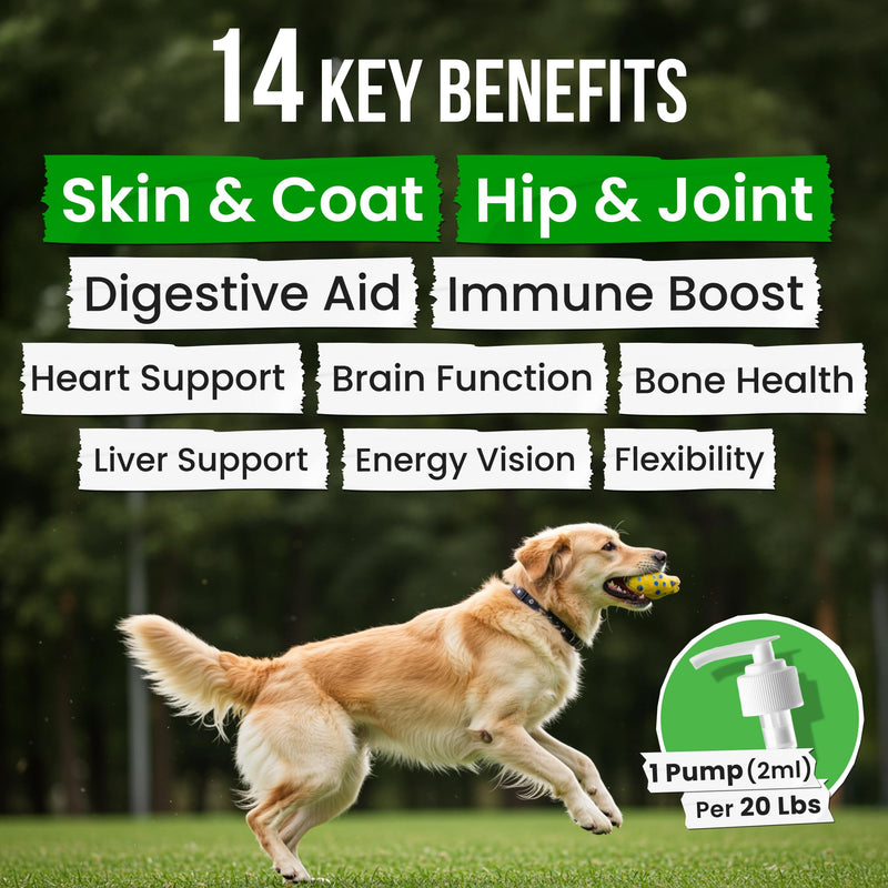 Omega 3 Fish Oil for Dogs & Cats - Made with Wild Alaskan Salmon Oil; Liquid Fish Oil Supplement for Pets with Omega 3 EPA+DHA Fatty Acids; Real Ingredients, Real Taste — Trusted by Vets! 8 Fl Oz
