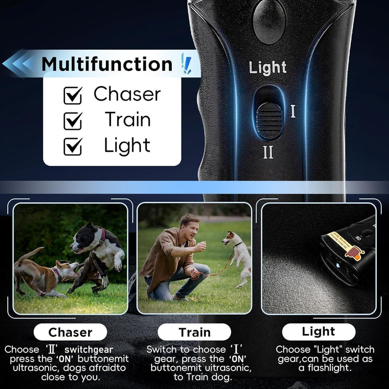Dog Bark Deterrent Devices, Ultrasonic Anti Barking Device for Dogs, Barks No More Dog Training Device, Stop Dog Bark Control Deterrent Device Indoor Outdoor, Safe for Human & Dogs, Contains Battery Black