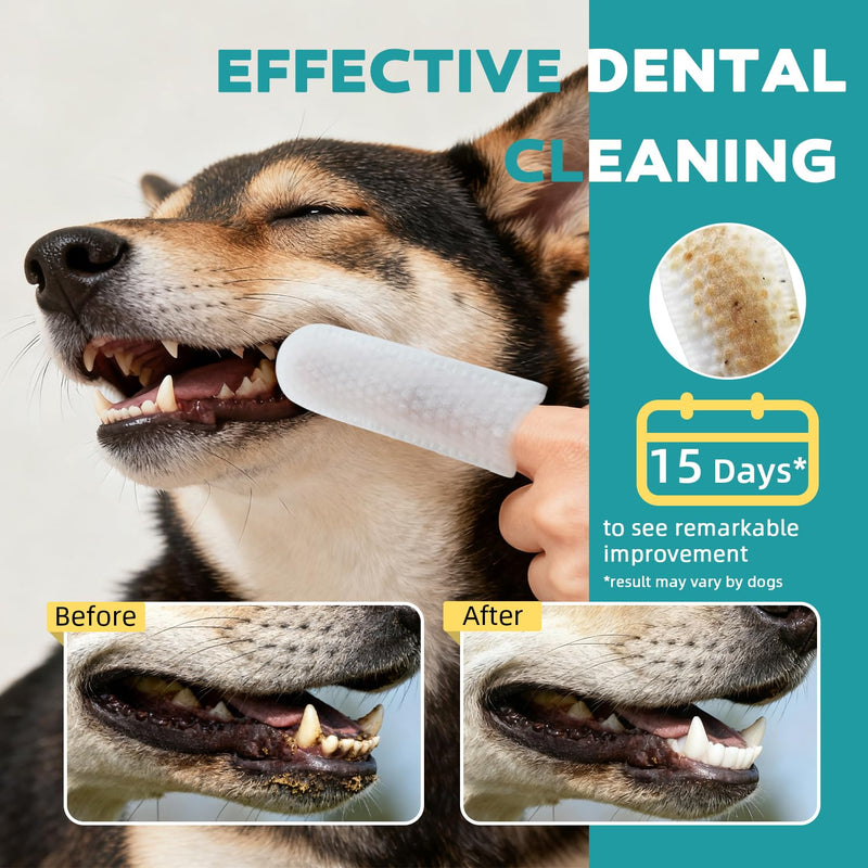 Teeth Cleaning Wipes for Dogs & Cats, Natural Formula Dog Finger Toothbrush Wipes Remove Plaque & Tartar Buildup, No-Rinse Disposable Dog Dental Care Finger Wipes(50 PCS) 1pcs Dark Cyan