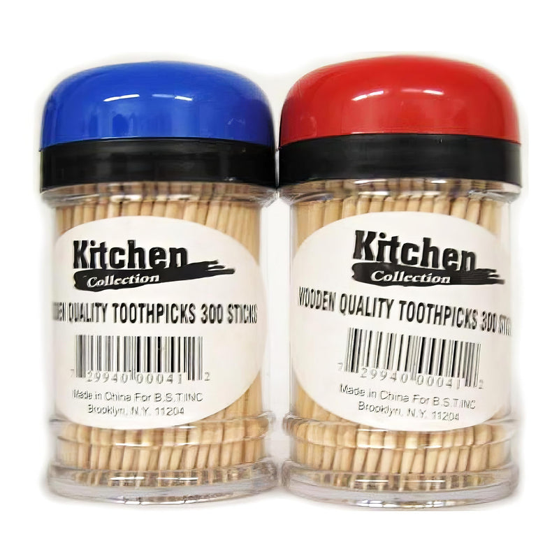 Blue Sky Toothpicks In Dispenser - 300 Premium Wooden Food Picks | Disposable & Eco-Friendly Design for Easy Party Snacking and Elegant Home Dining - BeesActive Australia