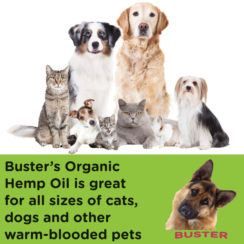 Buster's Organic Hemp Oil Treats for Dogs & Cats - Perfect Ratio Omega 3 & 6 - Made in USA - Hip & Joint Health, Natural Relief, Calming (1-Pack) 1-Pack