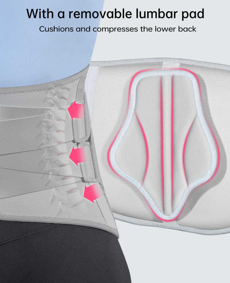 Back Brace for Lower Back Pain Women with Widened Alloy Stays,Adjustable Back Support Belt for Women & Men with Lumbar Pad,Breathable Lumbar Support Belt for Heavy Lifting & Work,Sciatica, Scoliosis, Herniated Disc,White/Pink Size M (Waist:33.5"-40.2")