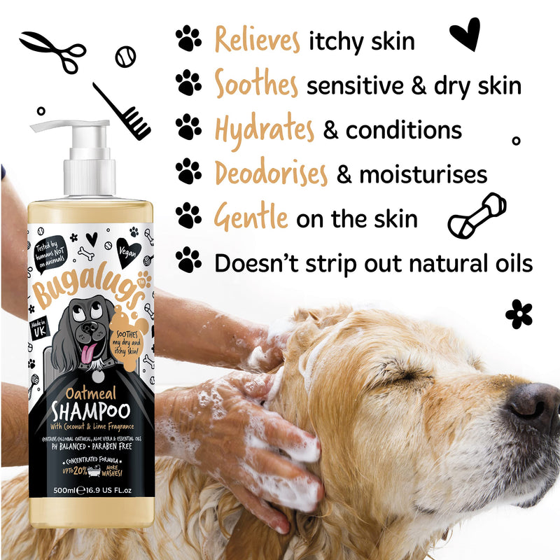 Oatmeal & Aloe Vera Dog Shampoo dog grooming shampoo products for smelly dogs with fragrance, oatmeal puppy shampoo, professional Vegan pet shampoo & conditioner Shampoo 16.9 Fl Oz - BeesActive Australia