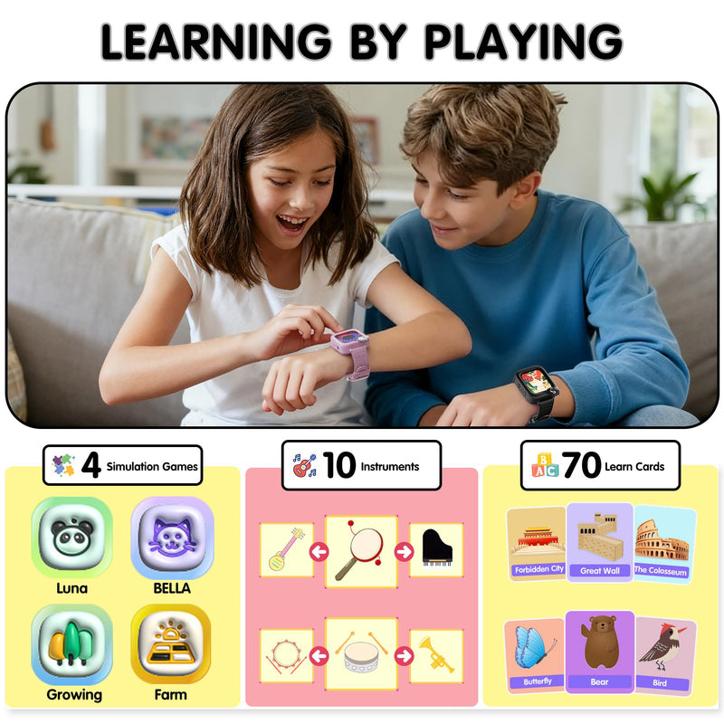 Smart Watch for Kids, Kids Smart Watch Boys, Preschool Toddler Boy Toys Birthday Gift for Boy 3 4 5 6 7 8 9 10 11 12 Years Old Black