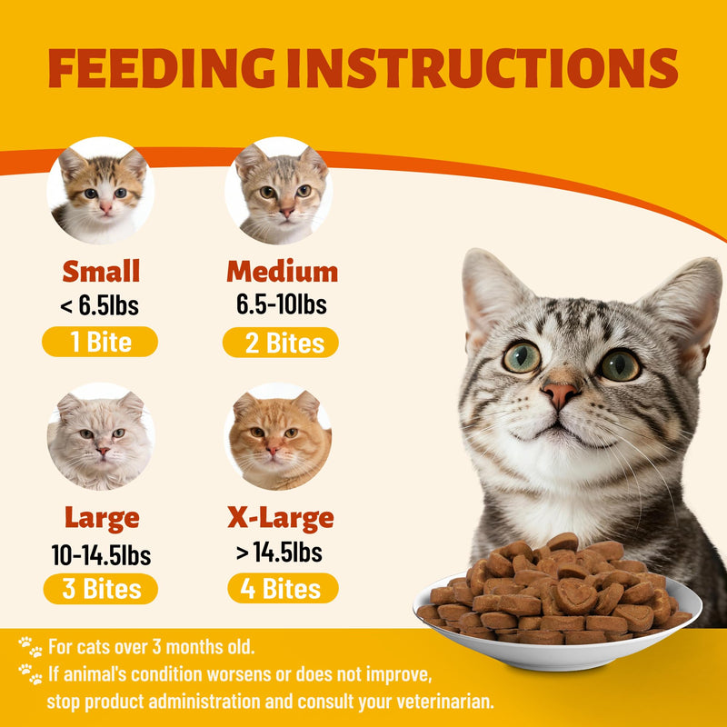 220g Cat Allergy Relief Bites - with Colostrum,Lysine,Taurine for Cats & Probiotic - Immune Support, Skin and Coat for Cats & Cat Digestive Support - Skin and Coat Supplement