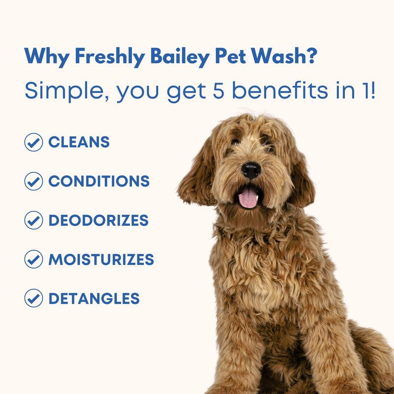 Dog and Cat Shampoo and Conditioner for Dogs and Cats - Best 5 in 1 Fresh Pet Wash - Natural Ingredients Perfect for Sensitive Skin - Cleans, Conditions, Detangles, and Moisturizes - 16OZ - BeesActive Australia