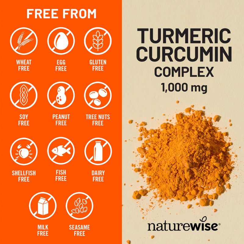 NatureWise Extra Strength Turmeric Curcumin 1000mg with Hydro-Soluble Technology for Ultra Absorption - 400mg Curcuminoids for Immune Support - Vegan, Non-GMO, 60 Capsules[30-Day Supply]