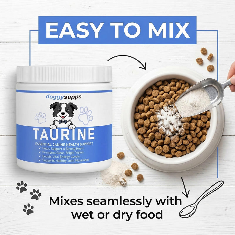 Doggy Supps Taurine Powder for Dogs, DoggySupps Taurine Supplement for Dogs, Grade Amino Acid Supplement for Heart, Vision & Daily Wellness, 200 Grams (1)