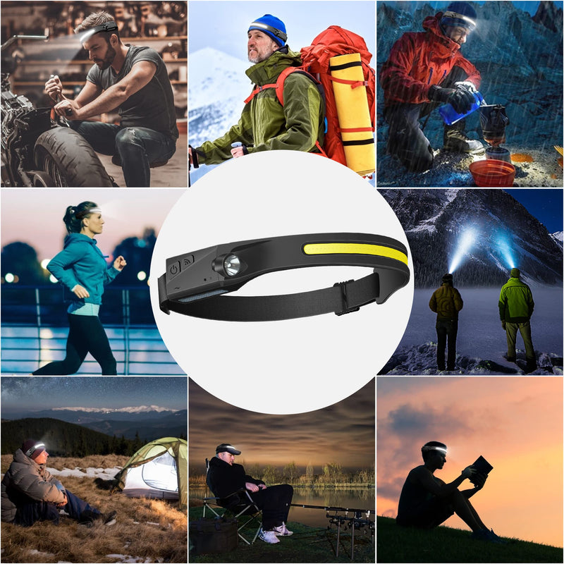 LED Headlamps Rechargeable,3PCS 230°Wide Beam Headlight, Motion Sensor Waterproof 5 Light Modes with Red Light Bright Flashlight Headlamp for Running Camping Cycling 3PCS