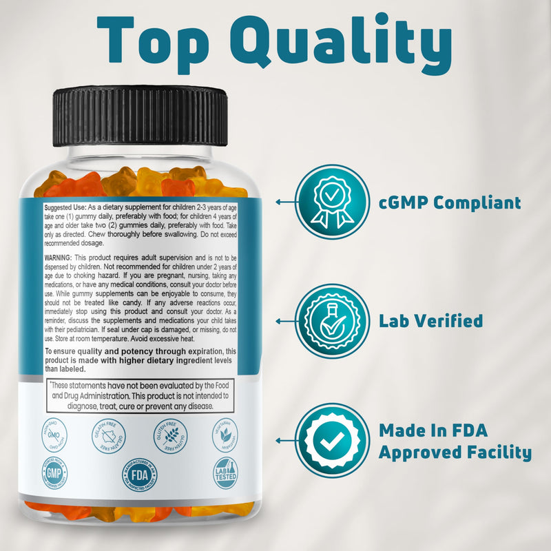 Kids Multivitamin Gummies, 30-60 Day Supply with 14 Essential Kids Vitamins & Minerals. Toddler Vitamins for Overall Wellness. Non-GMO, Gelatin-Free, Gluten-Free, Vegetarian Children Vitamin
