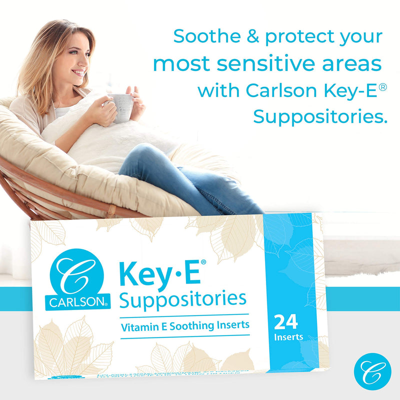 Carlson - Key-E Suppositories, 30 IU (20 mg) Vitamin E Suppository, Moisturizes & Nourishes, for Women and Men, 48 Count 48 Count (Pack of 1)