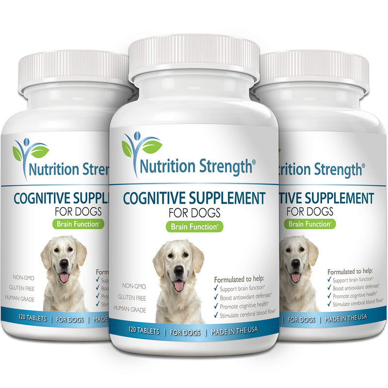 Cognitive Support for Dogs, Promotes Dog Brain Health, Mental Support for Old Dogs, Supplement for Dogs with Cognitive Difficulties, 120 Chewable Tablets - PawsPlanet Australia