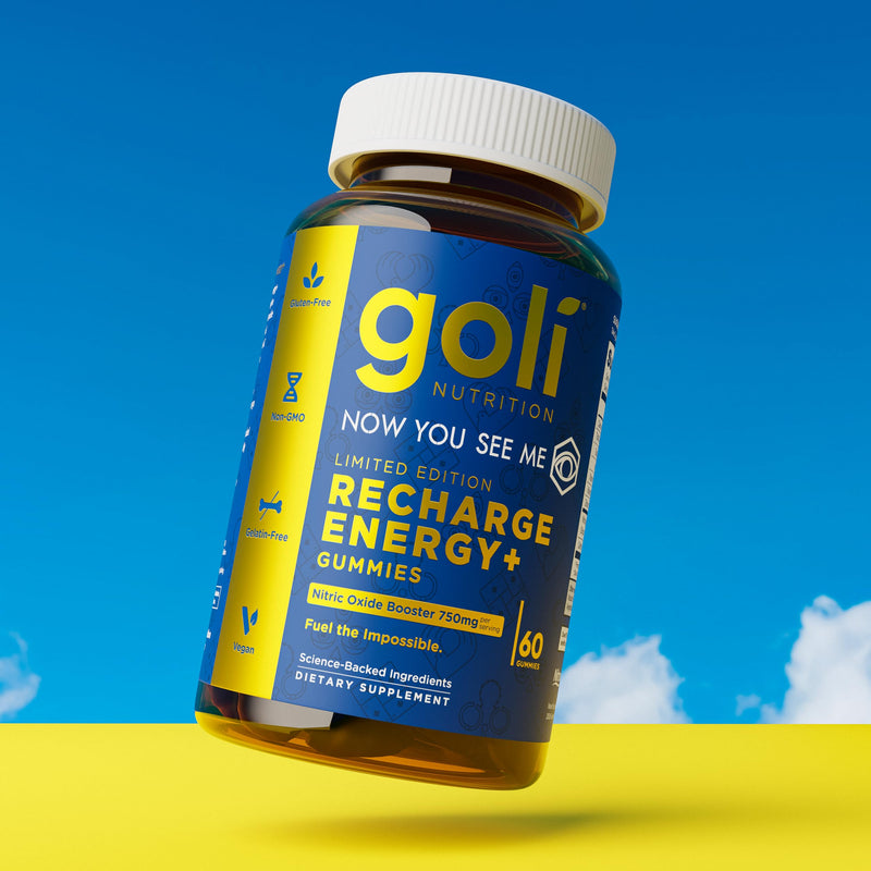 Goli Recharge Energy+ Gummies, Nitrosigine® Bonded Arginine Silicate, Vitamin C & Vitamin B6, 60 Gummies, Vegan, Non-GMO, Gluten-Free, Gelatin-Free