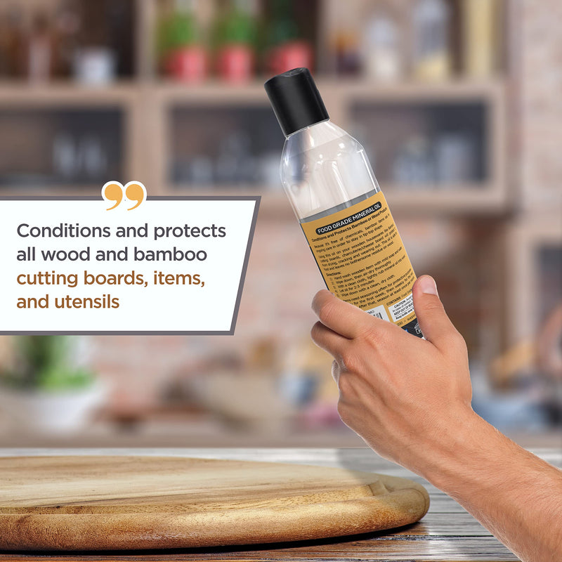 Food Grade Mineral Oil - 12oz Cutting Board Oil and Butcher Block Conditioner - Protects and Restores Wood, Bamboo, and Teak Cutting Boards and Utensils by Bambüsi 12 Fl Oz - BeesActive Australia