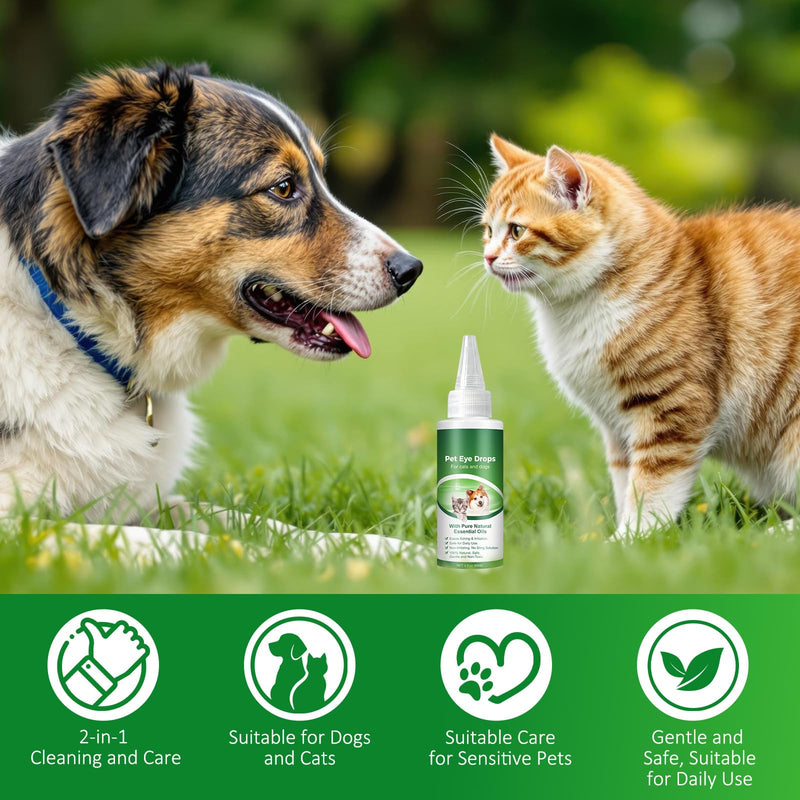 Pet Eye Drops for Dogs & Cats, Relieve Itching, Irritation & Allergies Symptoms - Natural Formula, Dog Eye Infection Treatment, Safe for Daily Use(60ml)