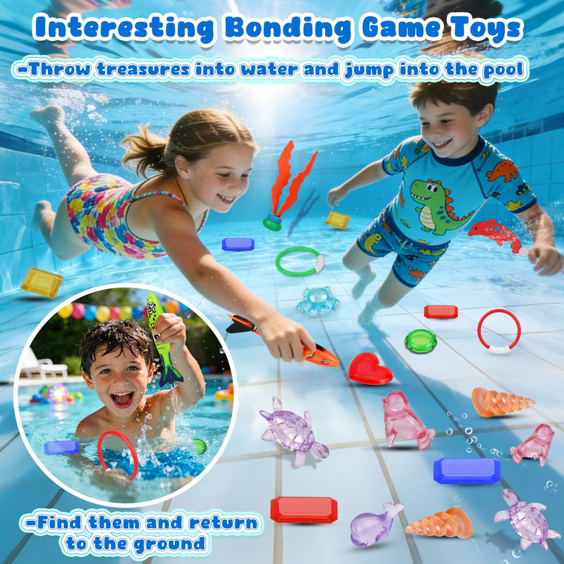 Pool Diving Toys for Kids: Airyard 31 PCS Underwater Swim Rings and Diving Game Set Fun Pool Game Backyard Summer Water Toys for Birthday Party Toddlers Kids Teens Adults - BeesActive Australia