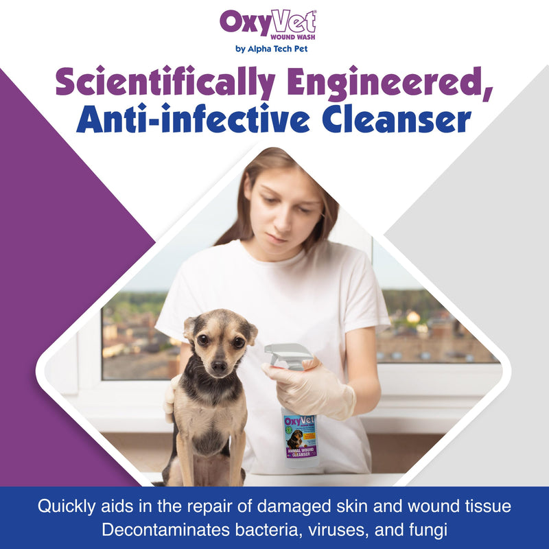 OxyVet Wound Wash for Dogs | Excellent Cleansing Agent | Non-Irritating to Skin and Eyes | Wound Cleanser | Non-Staining Wound and Skin Care | 16 Fl Oz Pet First Aid Spray Bottle - BeesActive Australia