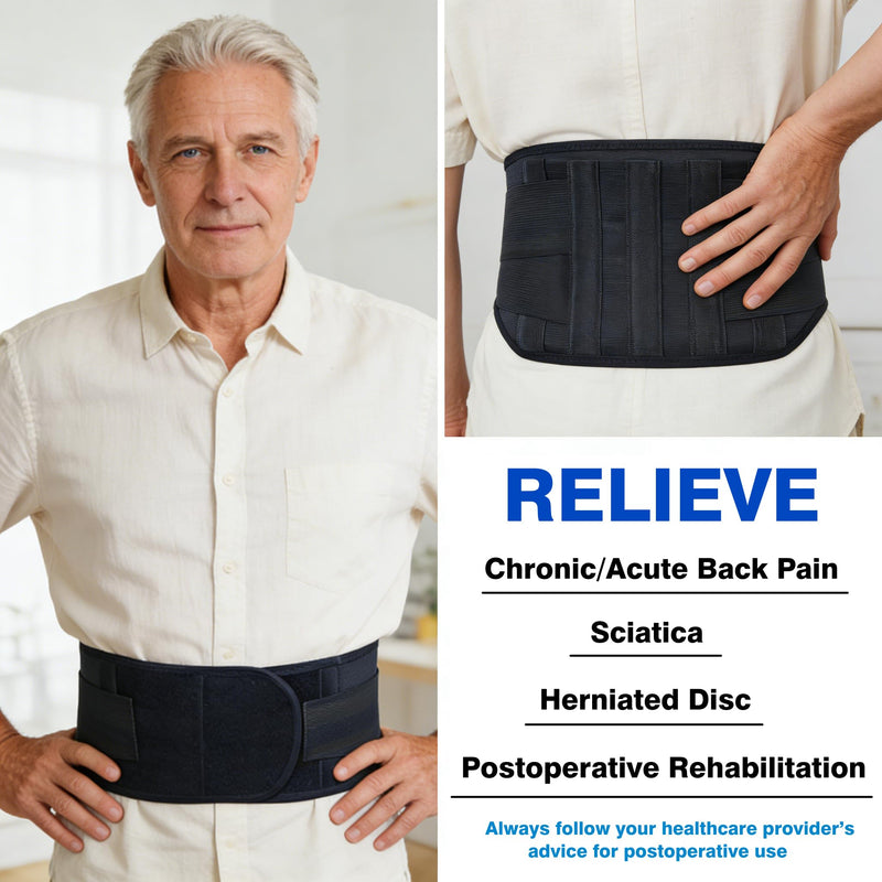 Back Brace for Lower Back Pain & Sciatica Relief - Heavy Duty Lumbar Support Belt with 5 Reinforced Stays for Herniated Disc, Arthritis, Work & Lifting - Men & Women (45-50.9“ X-Large)