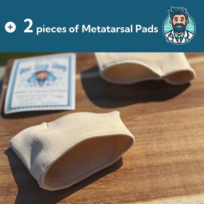 Dr. J's One Step Shop Pressure Relief Pads - Podiatrist Recommended Padded Ball of Foot Sleeve - 8 Pack Low Profile Soft Gel Cushions for Corns, Calluses, Metatarsalgia Pain Relief and more (Medium) Medium