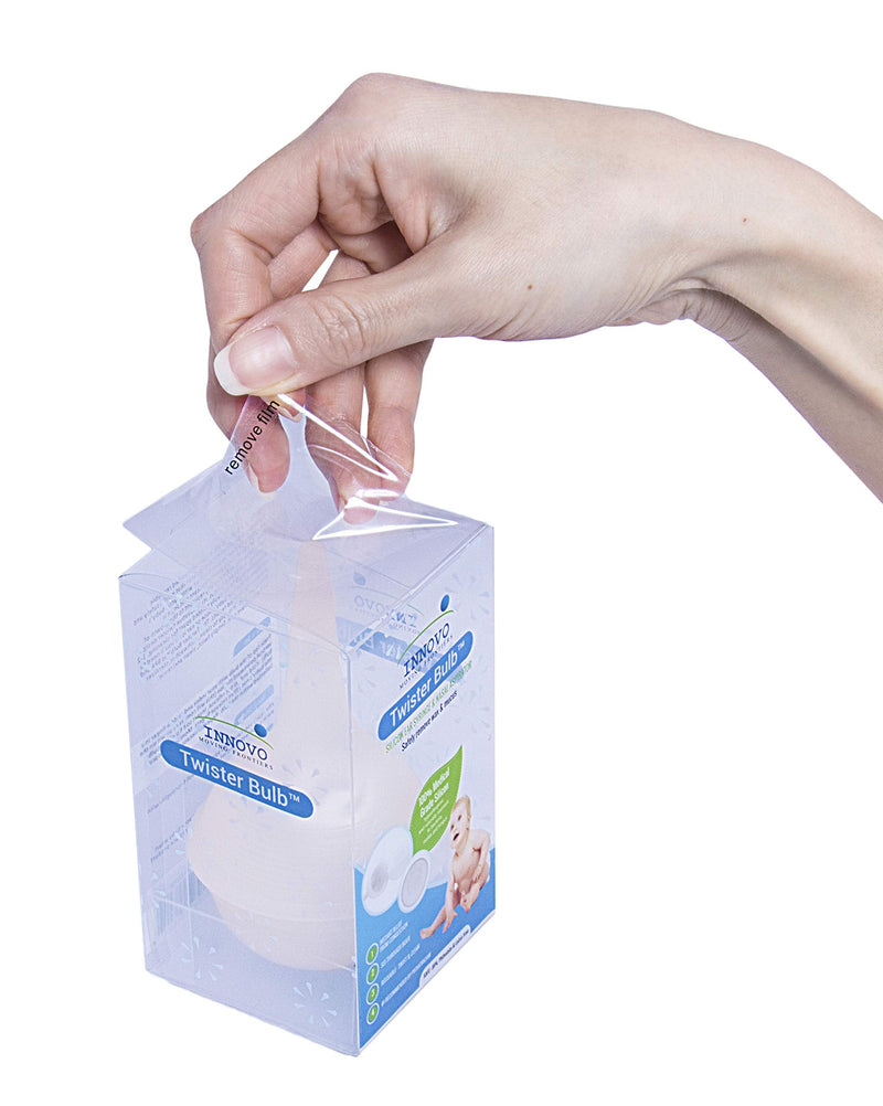 Innovo Hospital Grade Silicone Twister Bulb Baby Nasal Aspirator, Snot Sucker and Mucus Sucker, Non-Toxic Nasal Bulb, Cleanable and Reusable Ear Syringe Snowwhite