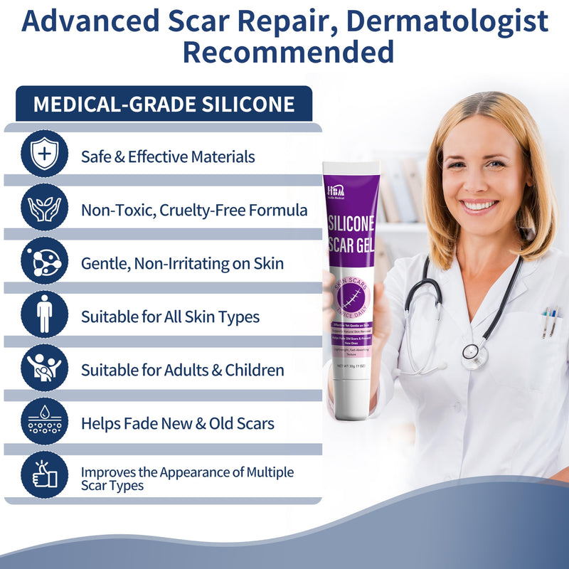 Silicone Scar Gel, Advanced Medical Grade Scar Silicone Cream for Old & New Scars, Surgical Scars, Acne, Burn, Keloids & Stretch Marks 30g - BeesActive Australia