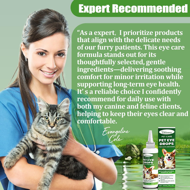Pet Dog Eye Drops, Cataract Drops for Dogs, Eye Drops for Dogs & Cats for Improving Eye Itching, Dry & Cloudy, Remove Eye Stains, Supports Restore Clarity 60ml (2 Oz)