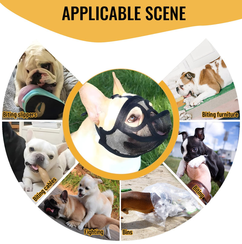 French Bulldog Muzzle, dellyy Mesh Dog Muzzle for French Bulldog, German Shepherd and Dogue de Bordeaux (Black, M) Black - BeesActive Australia