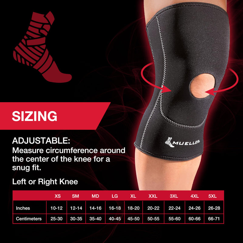 MUELLER Sports Medicine Open Patella Knee Sleeve, Knee Pain Relief Support for Men and Women, Ideal for Arthritis, Sprains, Black New & Improved Sleeve XXL - BeesActive Australia